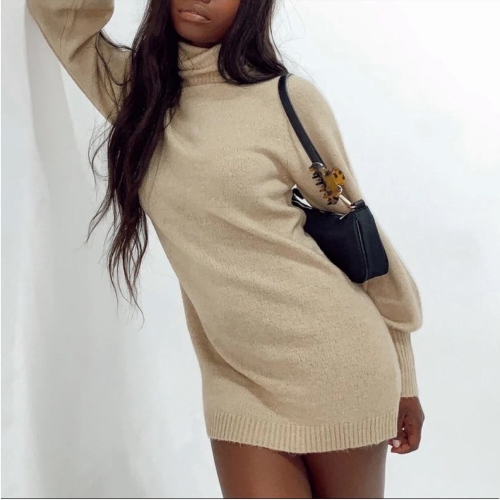 Princess Polly Zahara Sweater Mini Dress Beige